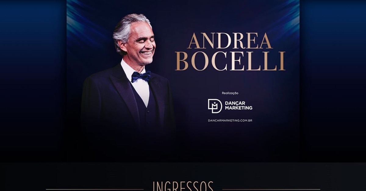 Andrea Bocelli volta ao Brasil em 2024, se apresentando em BH e SP