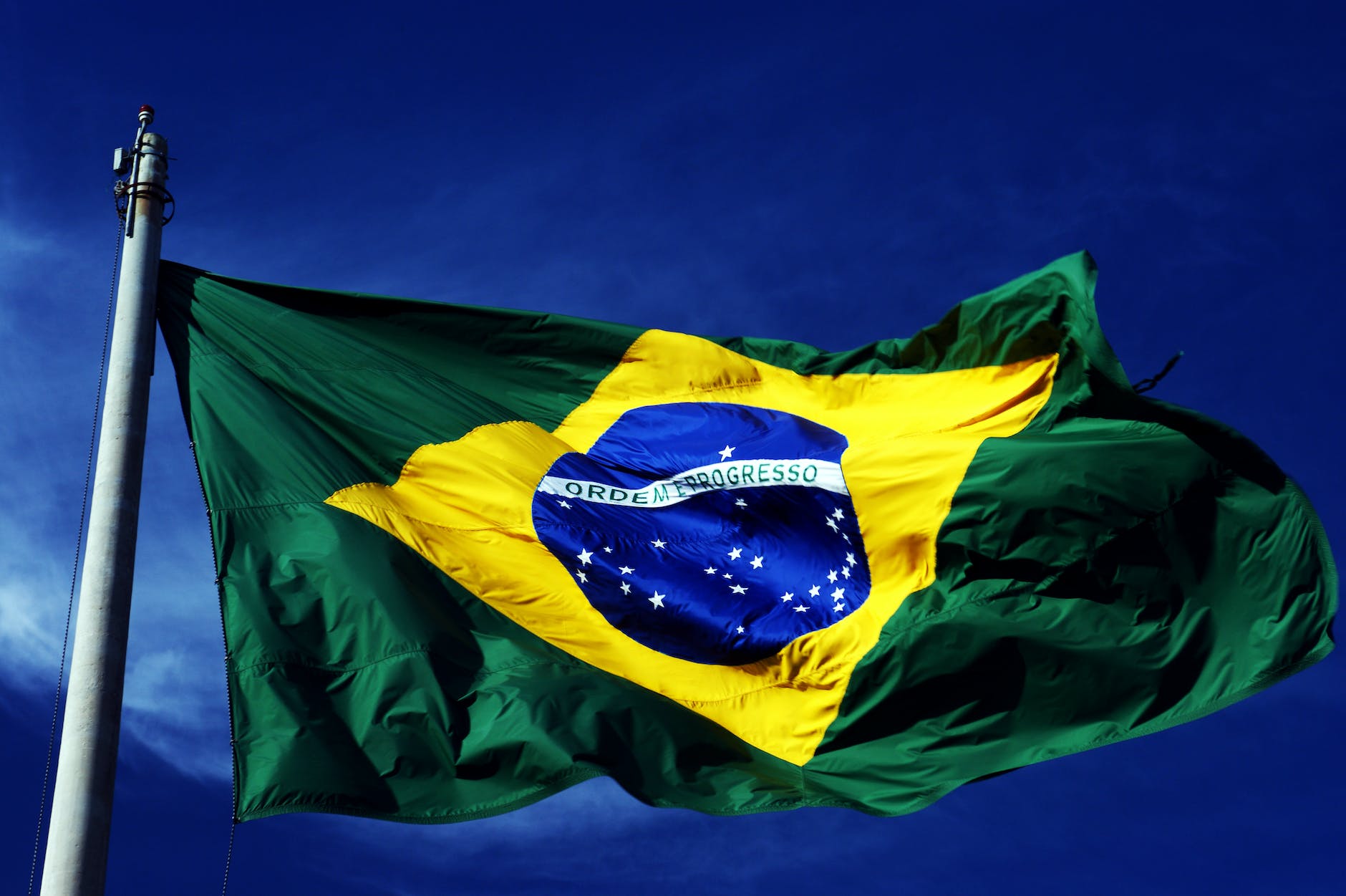 close up of a brazilian flag