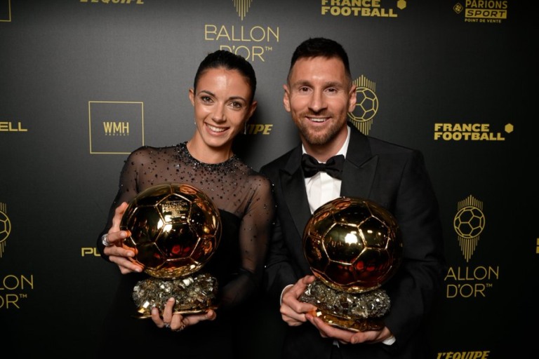 Aitana Bonmati & Lionel Messi - Foto: Reprodução x Bola de Ouro