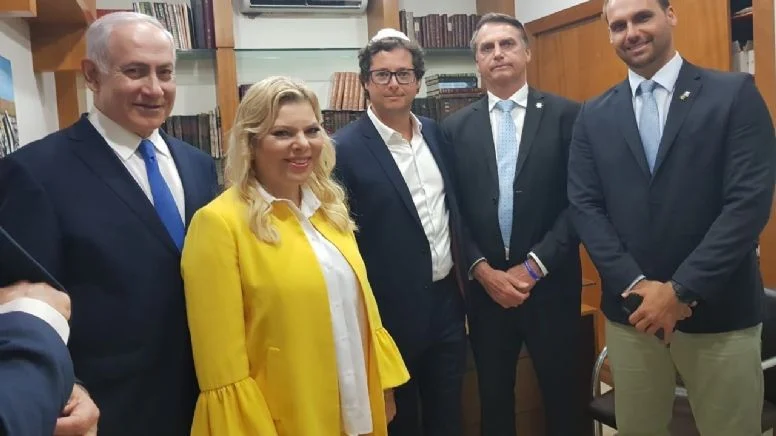 Fabio Wajngarten com Bolsonaro, Eduardo e o premiê israelense, Benjamin Netanyahu. Instagram