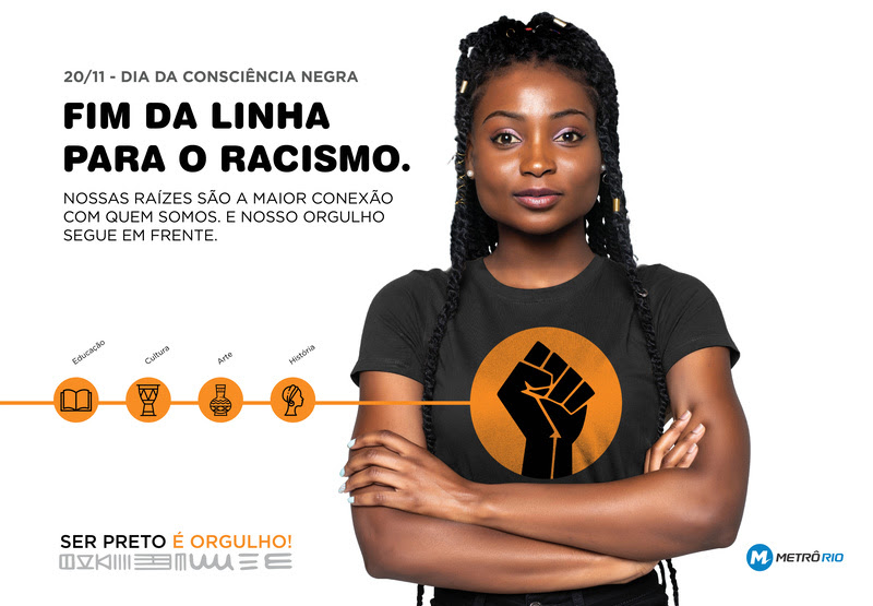 Consciência Negra: MetrôRio lança campanha ‘Fim da linha para o racismo’