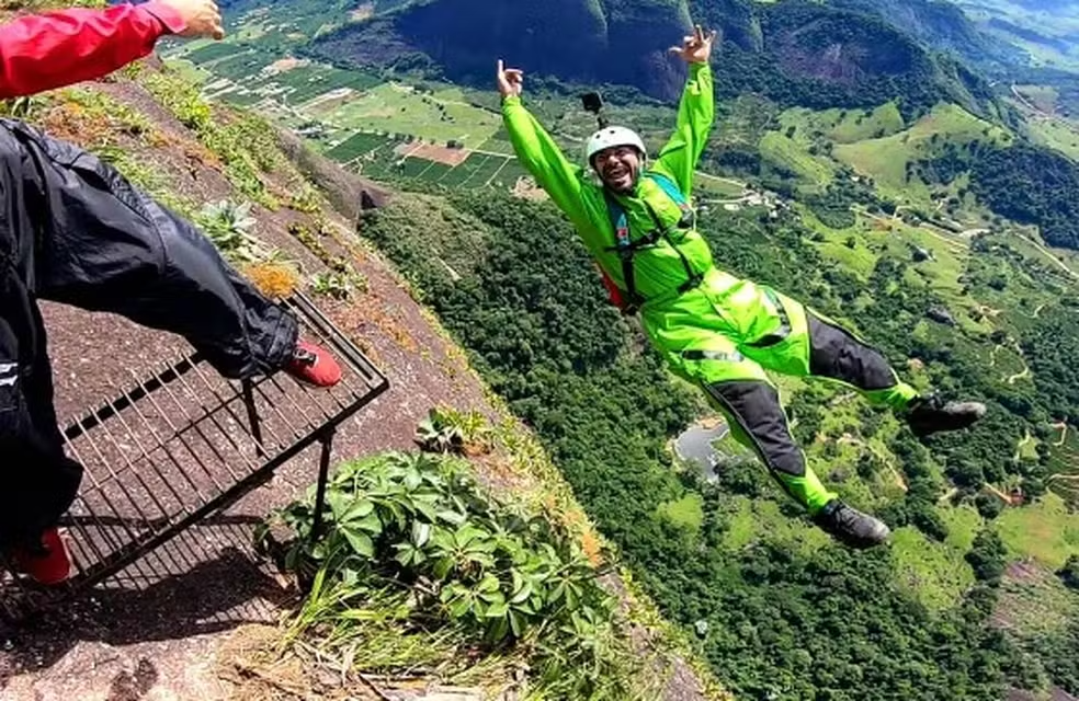 jorge Spanner em salto realizado em 2021 — Foto: Reprodução/Arquivo pessoal