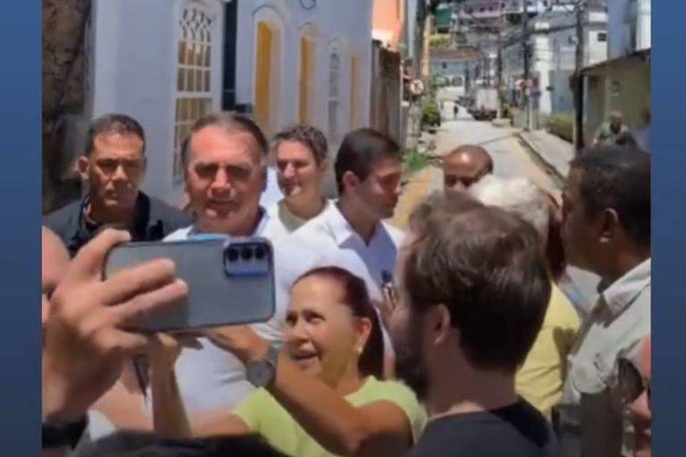 Ex-presidente Jair Bolsonaro durante inauguração de sede do PL em Angra dos Reis (RJ). Foto: Reprodução