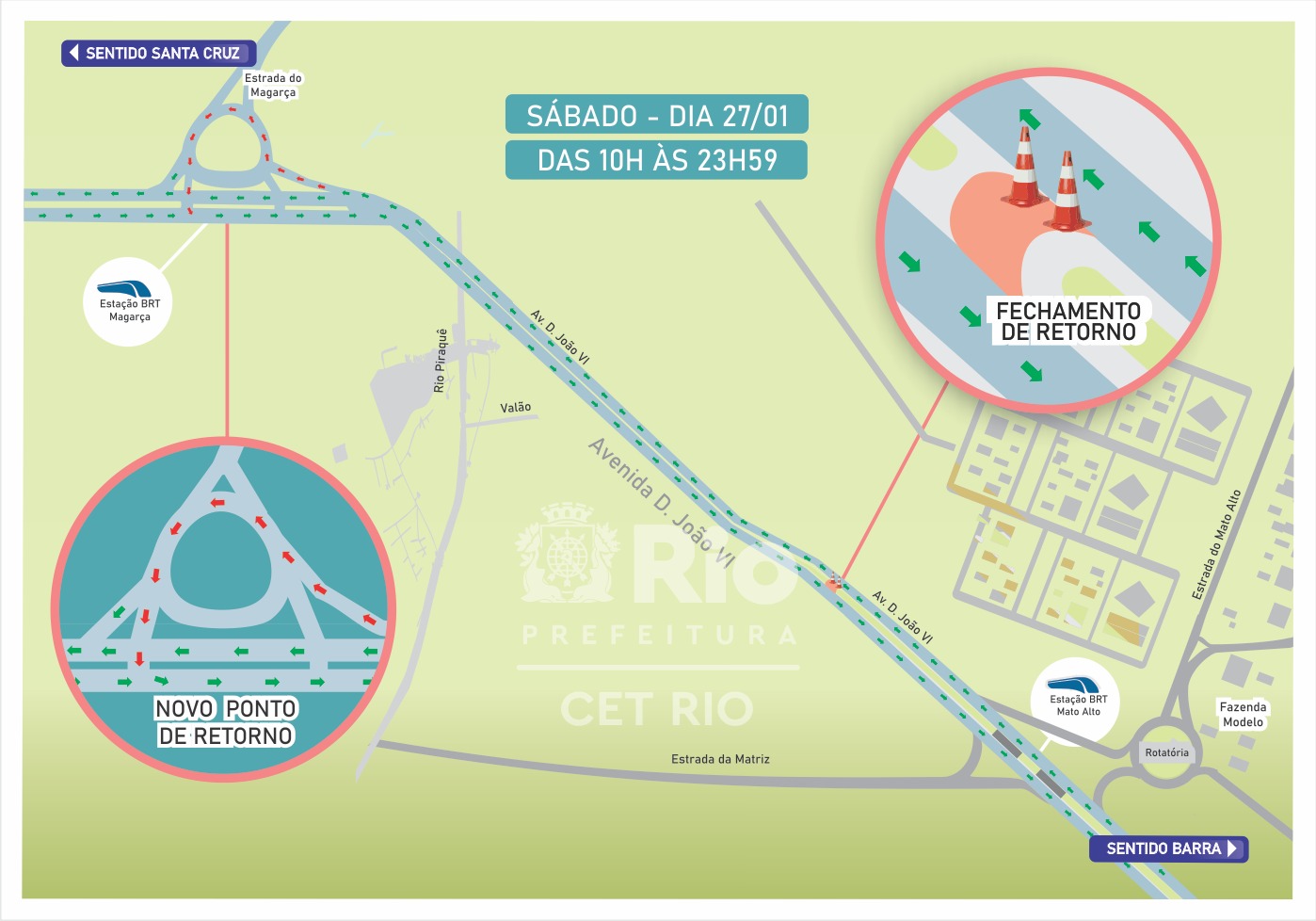 Retorno na Avenida Dom João VI será interditado neste sábado