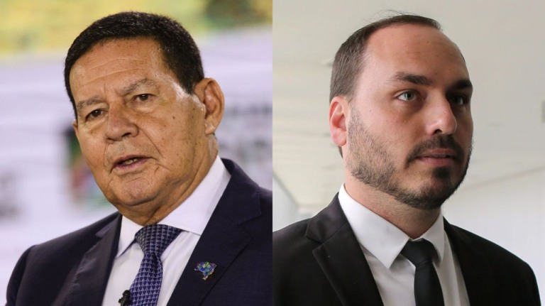 Hamilton Mourão e Carlos Bolsonaro - Foto: Reprodução