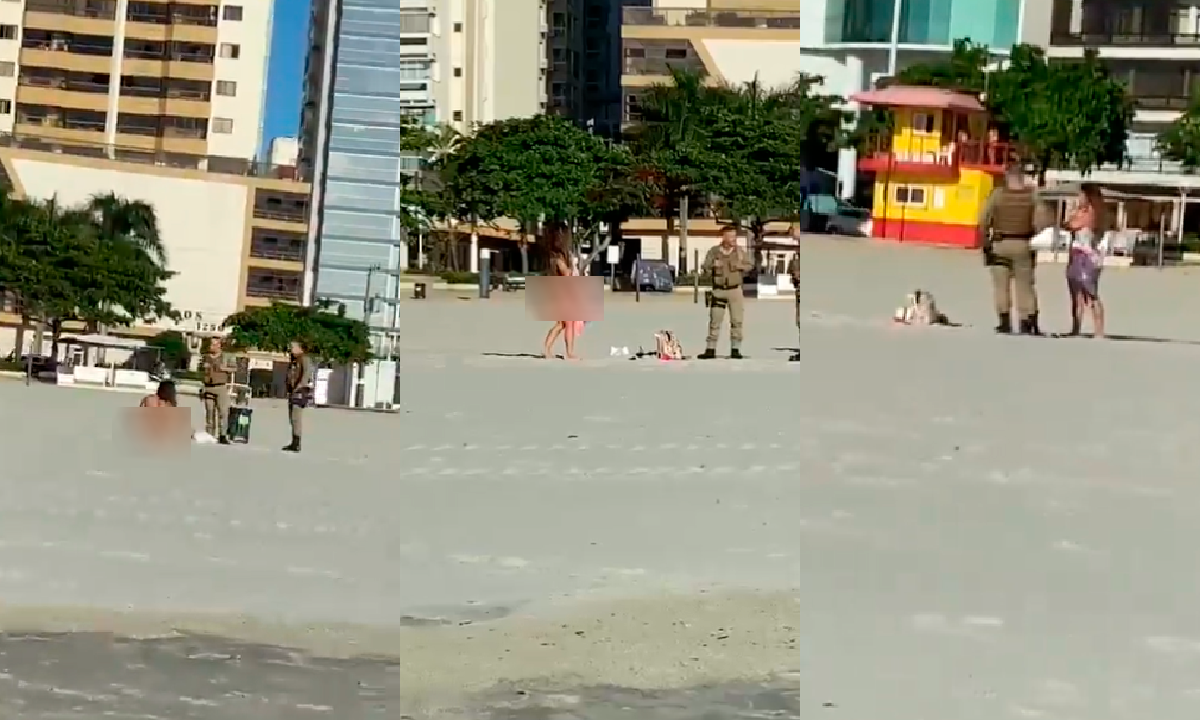 Mulher é flagrada nua praia de Balneário Camboriú (SC). Foto: reprodução