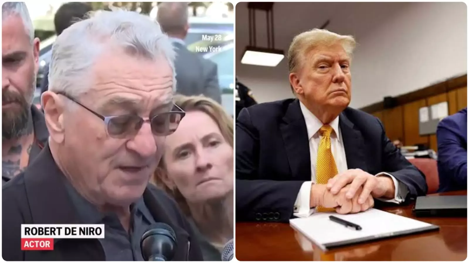 O ator Robert de Niro fez pesadas críticas ao ex-presidente americano Donald Trump. Fotomontagem