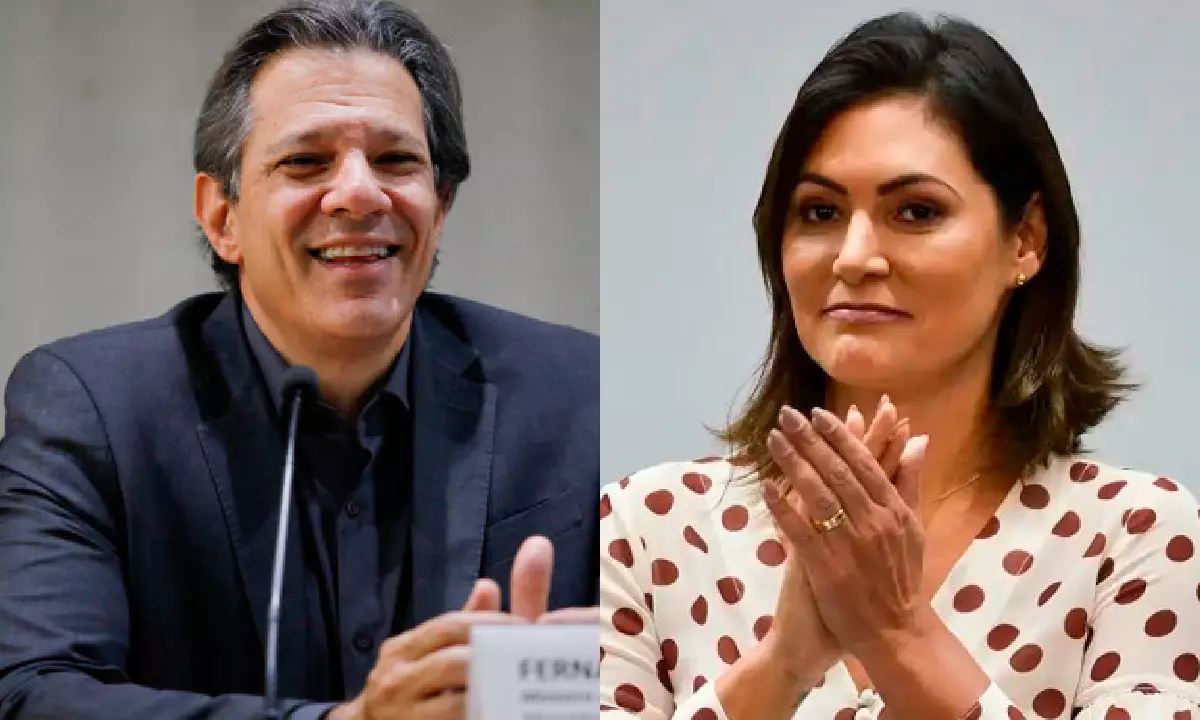 Fernando Haddad e Michelle Bolsonaro. Foto: reprodução