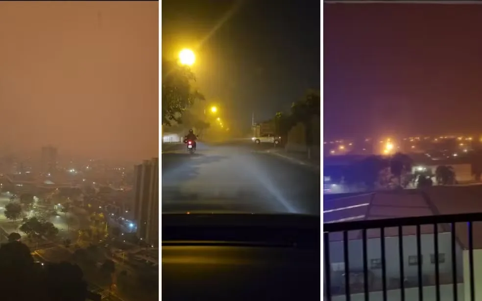 Moradores da região de Ribeirão Preto registram cenário assustador após incêndios no interior de São Paulo — Foto: Redes Sociais