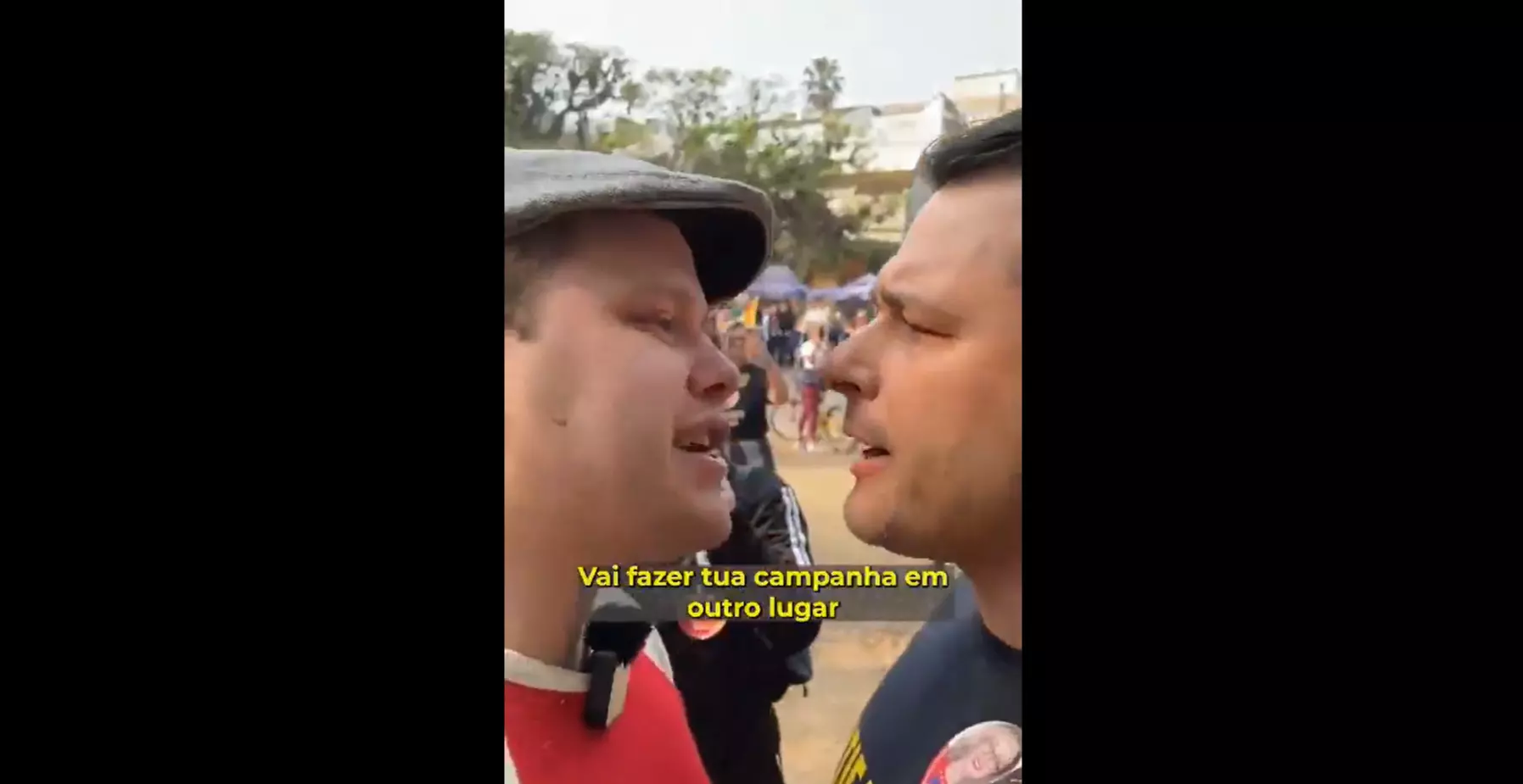 Leonel Radde enfrentando um manifestante do MBL. Foto: Divulgação