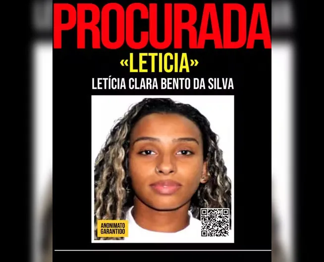 Letícia Clara Bento da Silva em cartaz de procurada