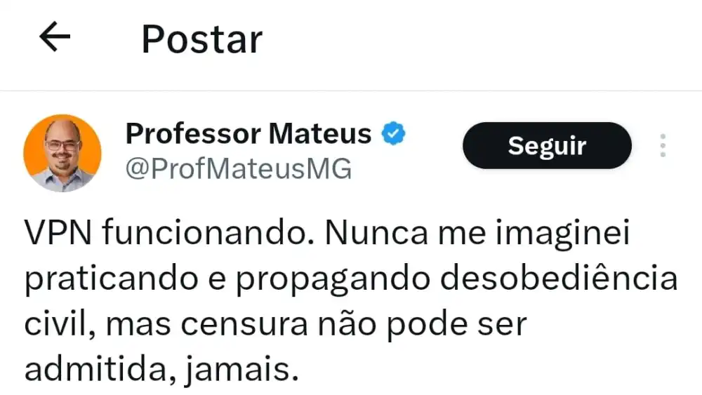 Post do Mateus Simões no X. Foto: Diuvlgação