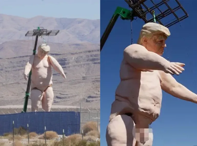 VÍDEO – Donald Trump pelado? Estátua gigante vai rodar os Estados Unidos