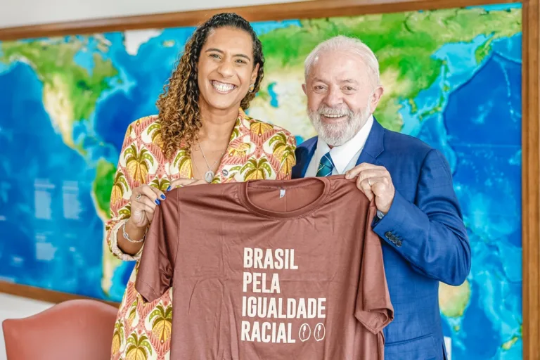 A ministra Anielle Franco (Igualdade Racial) e o presidente Lula - Foto: Ricardo Stuckert / PR