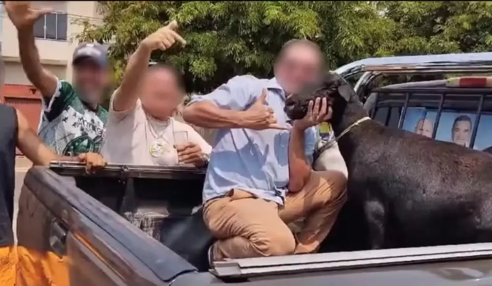 Bolsonarista Valderi Januário desfilou com bode antes de matá-lo para provocar petistas. Foto: reprodução