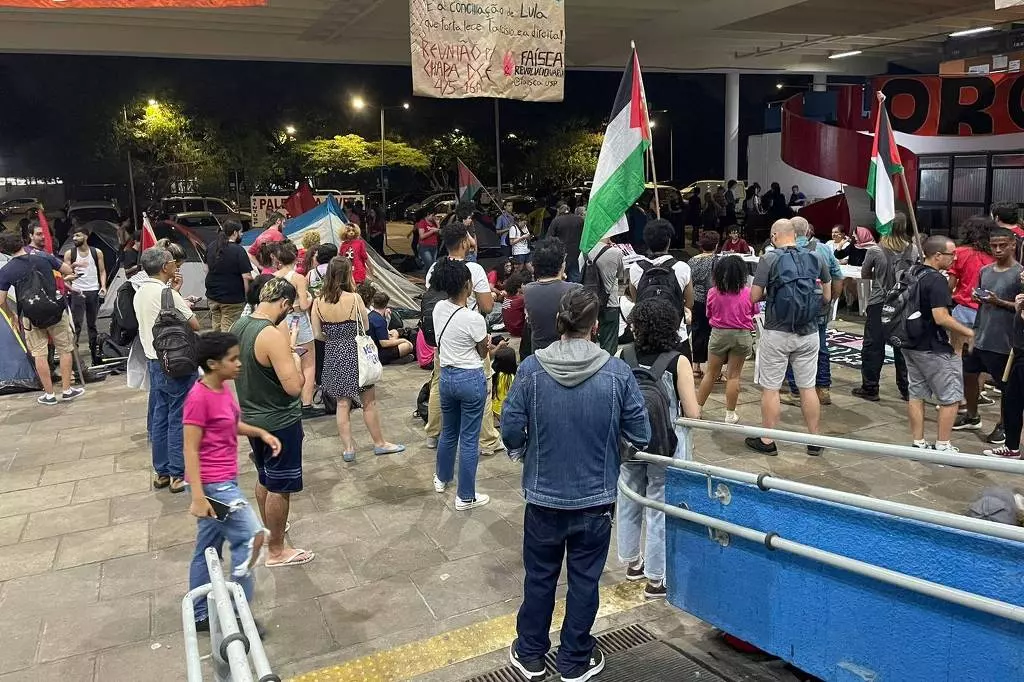 Ato pró-Palestina na USP (Universidade de São Paulo). Foto: Reprodução