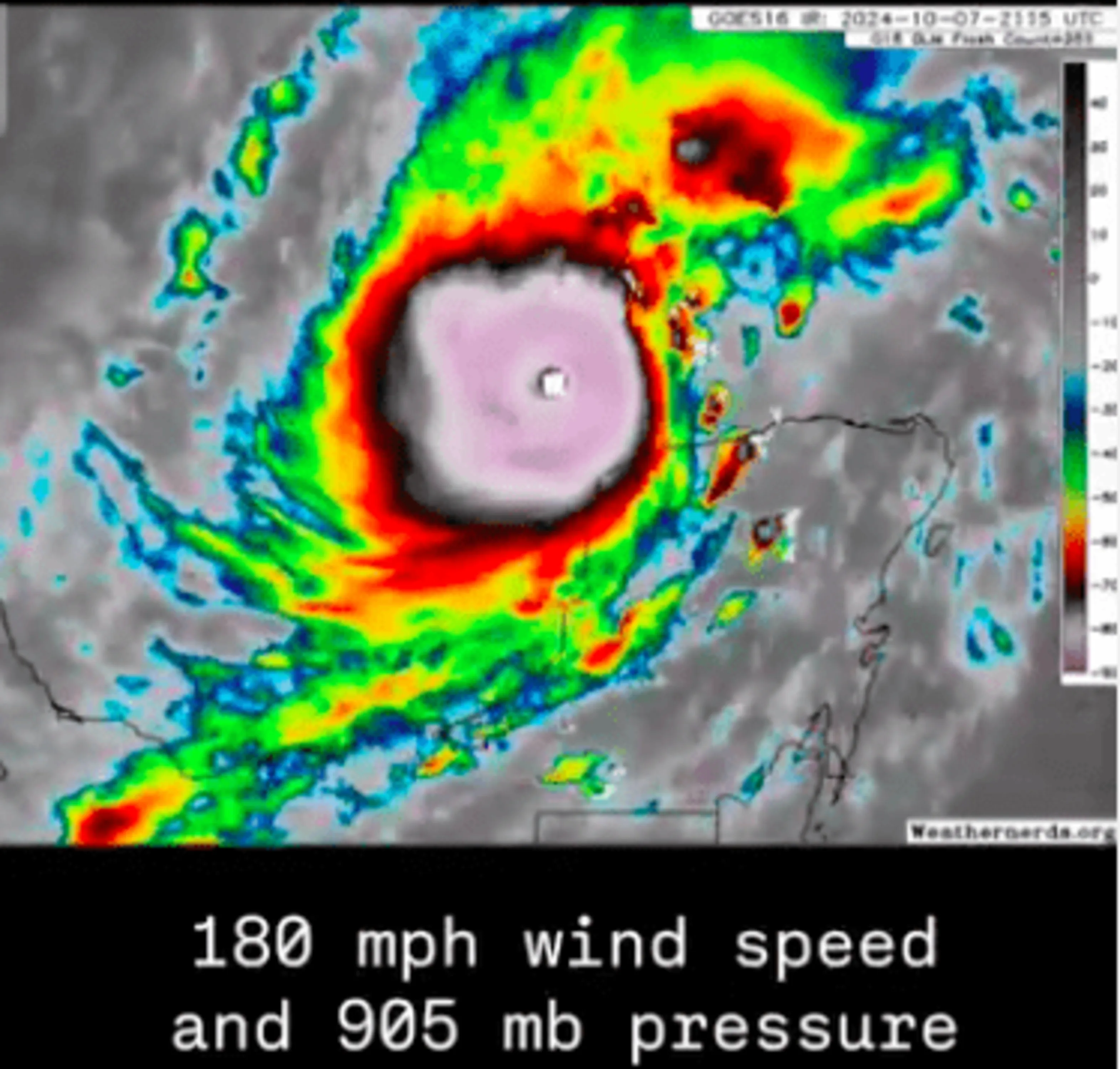 Tampa/EUA - 08/10/2024 - Furação Milton quando chegar a Florida pode ser o mais forte em 100 anos. Mapa: tropicaltidbits.com