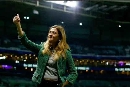 Leila Pereira foi reeleita presidente do Palmeiras. Foto: Ricardo Moreira/Getty Images