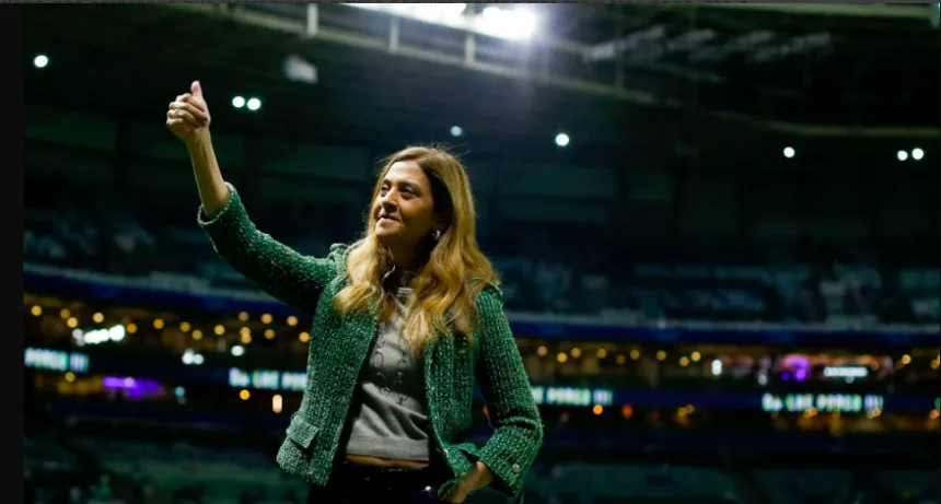 Leila Pereira foi reeleita presidente do Palmeiras. Foto: Ricardo Moreira/Getty Images