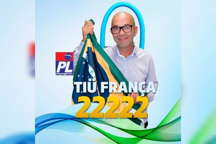 Tiu França, candidato a vereador não eleito em Rio do Sul pelo PL. Reprodução