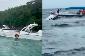 Acidente entre lanchas em Angra dos Reis, no Rio de Janeiro, que deixou um argentino morto. Foto: reprodução