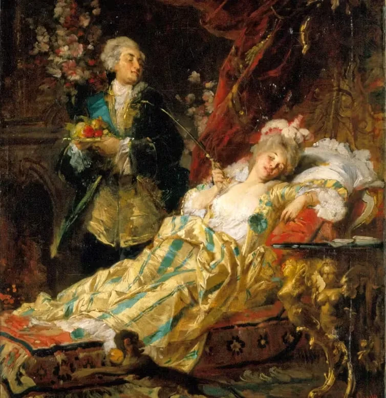 “Louis XV e Madame Du Barry”, de Gyula Benczúr: odiada pela corte e adorada pelo rei, Jeanne du Barry conseguiu se impor por seis anos como a favorita do monarca, mas também acabou na guilhotina Hungarian National Gallery