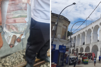 Bomba caseira encontrada nos Arcos da Lapa, Rio de Janeiro. Esquadrão antibombas age rápido. Investigação em andamento para identificar responsáveis.