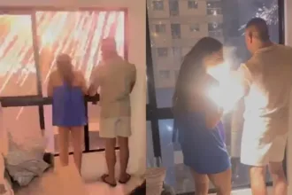 Turista foi atingida enquanto acompanhava fogos de artifício da janela de um apartamento. Foto: Reprodução