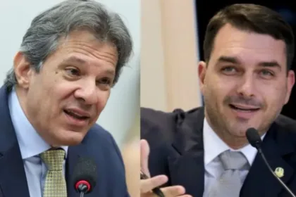 O ministro da Fazenda, Fernando Haddad, e o senador Flávio Bolsonaro (PL-RJ). Foto: reprodução