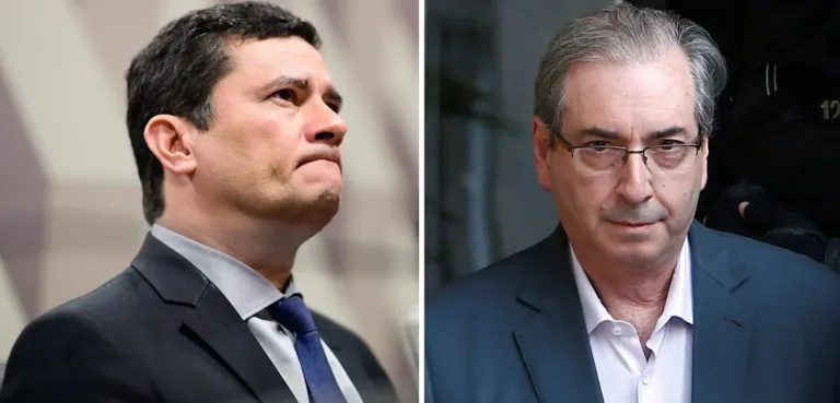 Sergio Moro e Eduardo Cunha: ex-deputado diz que ex-juiz era chefe de gangue. Foto: reprodução