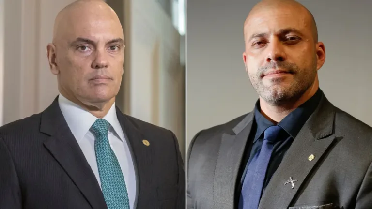 O ministro do Supremo Tribunal Federal (STF) Alexandre de Moraes e o ex-deputado federal Daniel Silveira. Foto: Reprodução