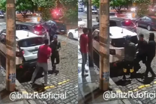 Momento que assaltantes rendem dono de SUV no Rio. Foto: reprodução