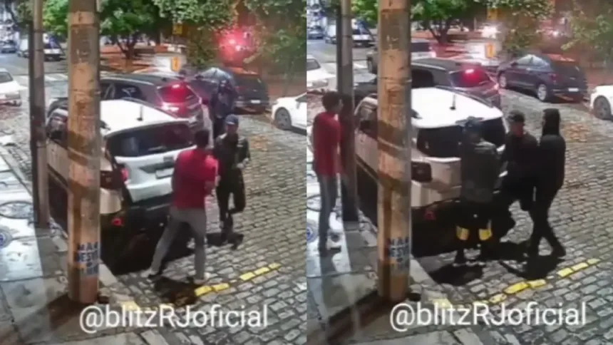 Momento que assaltantes rendem dono de SUV no Rio. Foto: reprodução