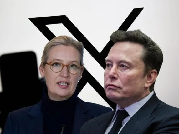 Elon Musk e Alice Weidel durante debate no X sobre temas polêmicos.