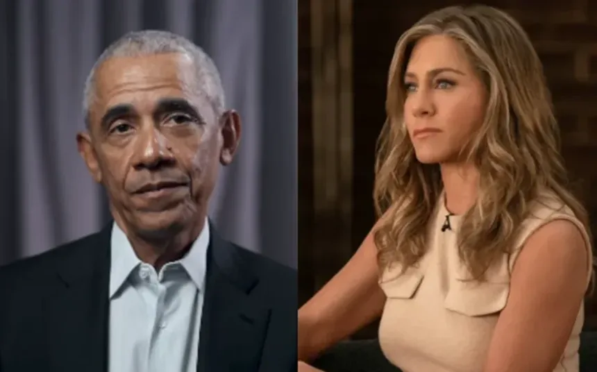 O ex-presidente dos Estados Unidos Barack Obama e a atriz Jennifer Aniston. Foto: Reprodução