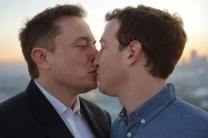 Elon Musk e Mark Zuckerberg em imagem gerada por Inteligência Artificial – Reprodução/X