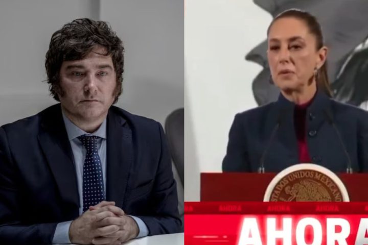 Javier Milei e Claudia Sheinbaum: presidente do México criticou o chefe de Estado argentino após escândalo envolvendo a promoção de uma criptomoeda – Foto: Reprodução