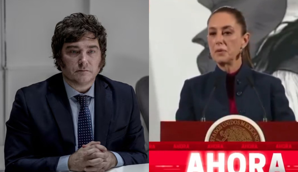 Javier Milei e Claudia Sheinbaum: presidente do México criticou o chefe de Estado argentino após escândalo envolvendo a promoção de uma criptomoeda – Foto: Reprodução