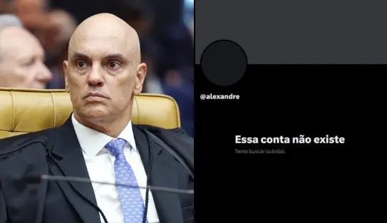 Perfil de Alexandre de Moraes no X desativado: “Essa conta não existe”, diz a mensagem.