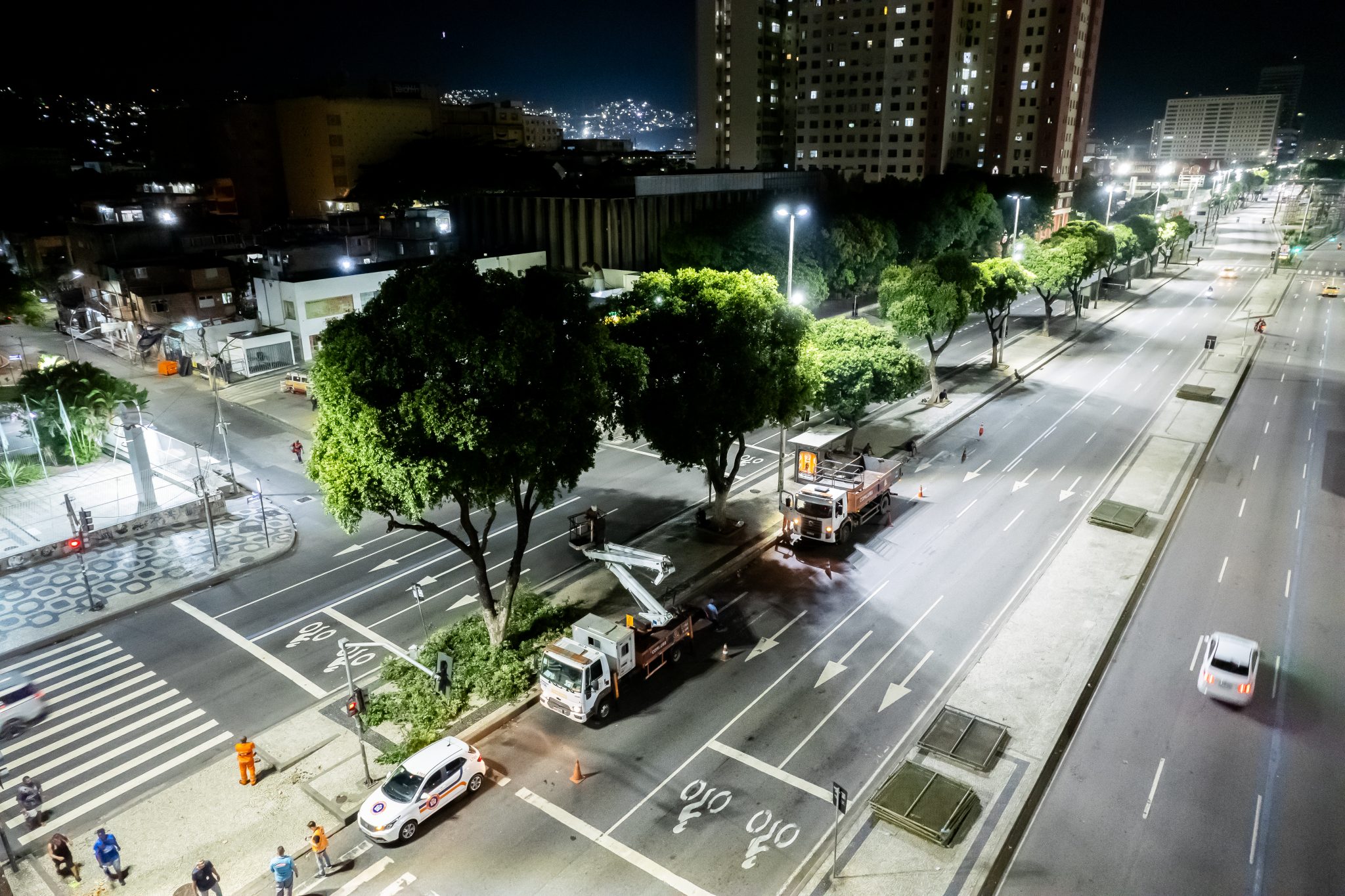 A Comlurb realizou 1.711 podas preventivas no trajeto dos carros alegóricos, da Cidade do Samba até o Sambódromo - William Werneck/Comlurb