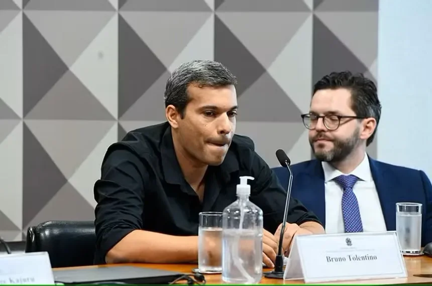 Bruno Tolentino, tio de Lucas Paquetá, na CPI das Apostas, conseguiu habeas corpus para ficar em silêncio em seu depoimento — Foto: Agência Senado