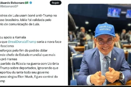 Eduardo Bolsonaro se revolta com boné de Randolfe