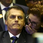 Jair Bolsonaro e Carla Zambelli: o ex-presidente deu uma bronca na deputada. Foto: reprodução