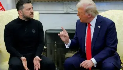 O presidente da Ucrânia, Volodymyr Zelensky e o presidente dos EUA, Donald Trump, durante reunião na Casa Branca – Foto: Reprodução