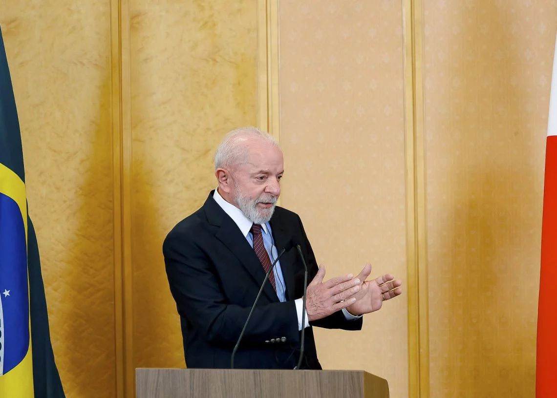 O presidente Luiz Inácio Lula da Silva (PT) durante entrevista coletiva à imprensa em Tóquio, no Japão - Ricardo Stuckert/PR