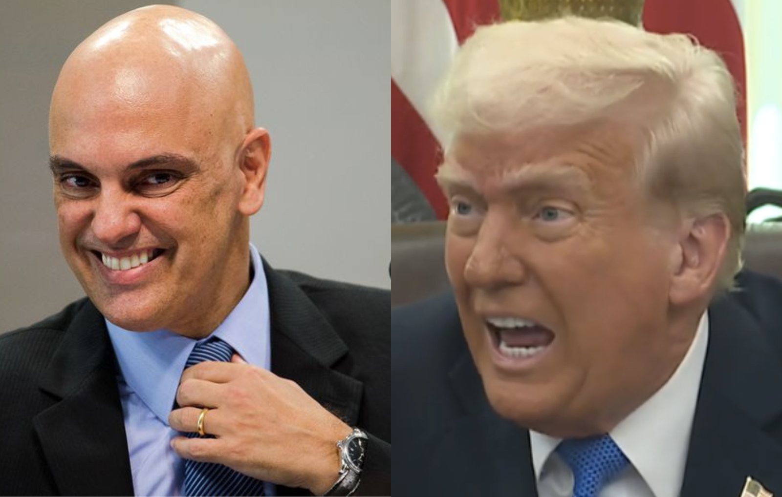 O Ministro do STF, Alexandre de Moraes e o Presidente dos EUA< Donald Trump - Reprodução