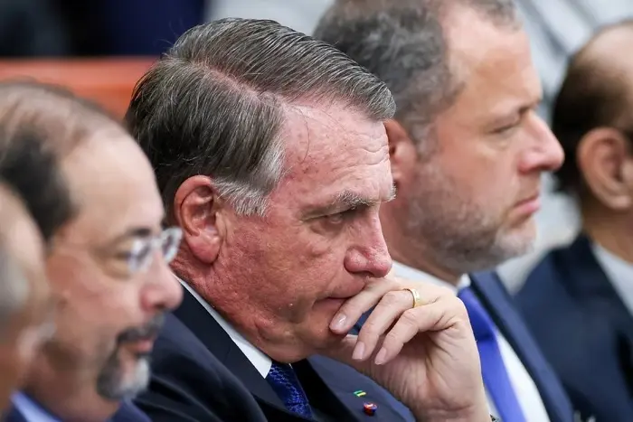 O ex-presidente Jair Bolsonaro durante julgamento no Supremo Tribunal Federal. Foto: Rosinei Coutinho/STF