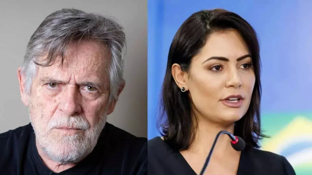 O ator José de Abreu e a ex-primeira-dama Michelle Bolsonaro – Foto: Reprodução