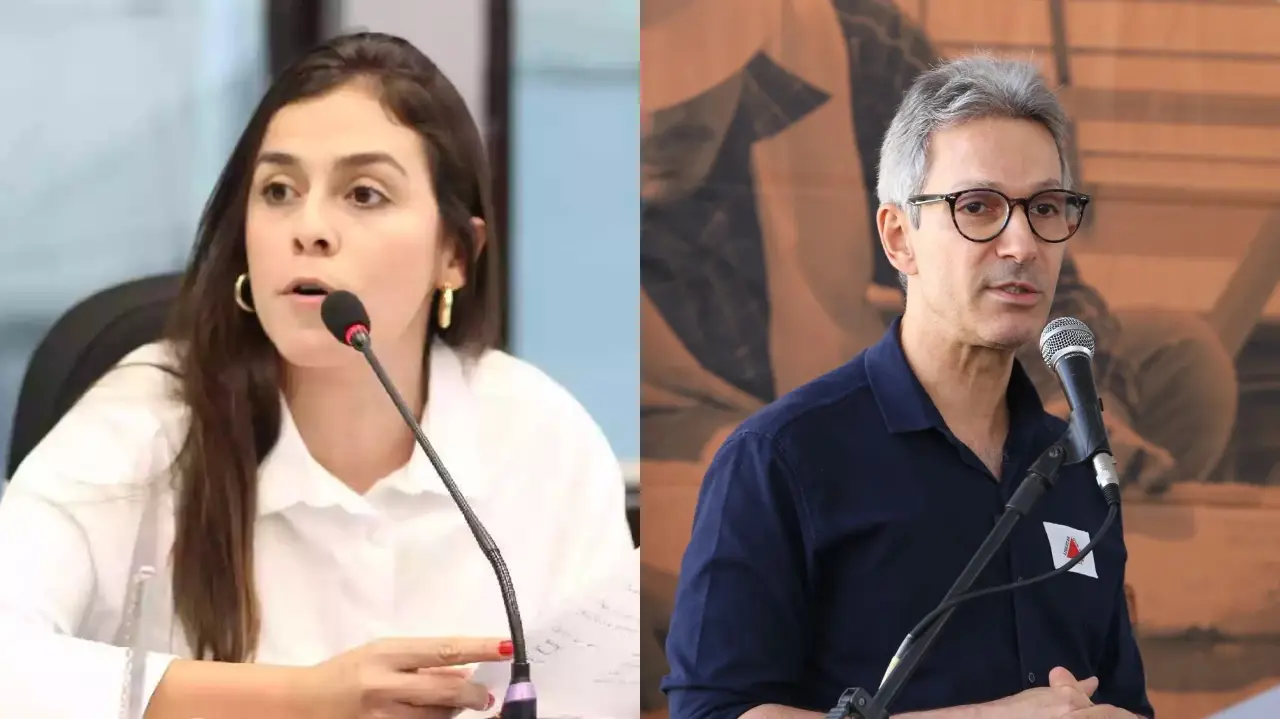 A deputada estadual Lohanna França (PV) e o governador de Minas Gerais, Romeu Zema (Novo) – Reprodução