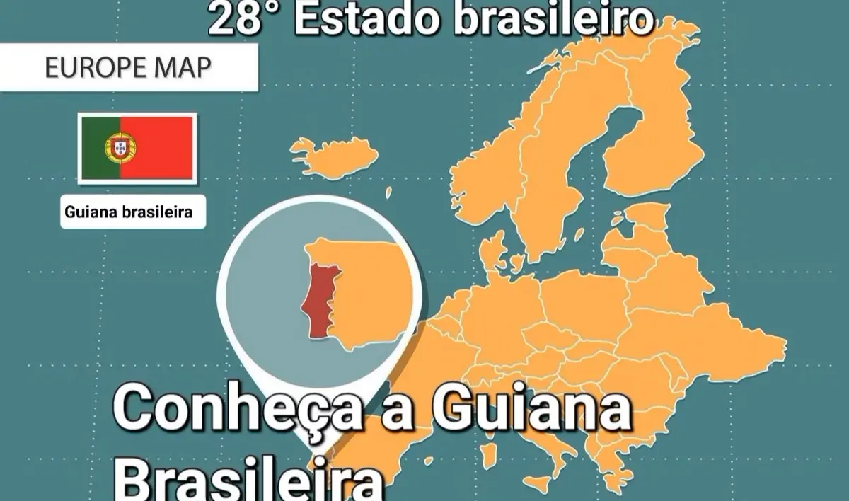 Mapa de Portugal é chamado de ‘Guiana Brasileira’ em brincadeira. Foto: Divulgação